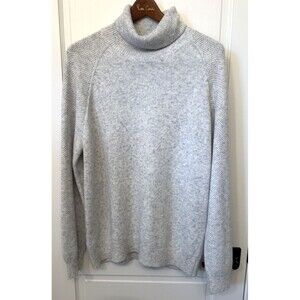 Loft Ivory Gray Heathered Cotton Blend Sweater XL Mixed Knit Academia Preppy